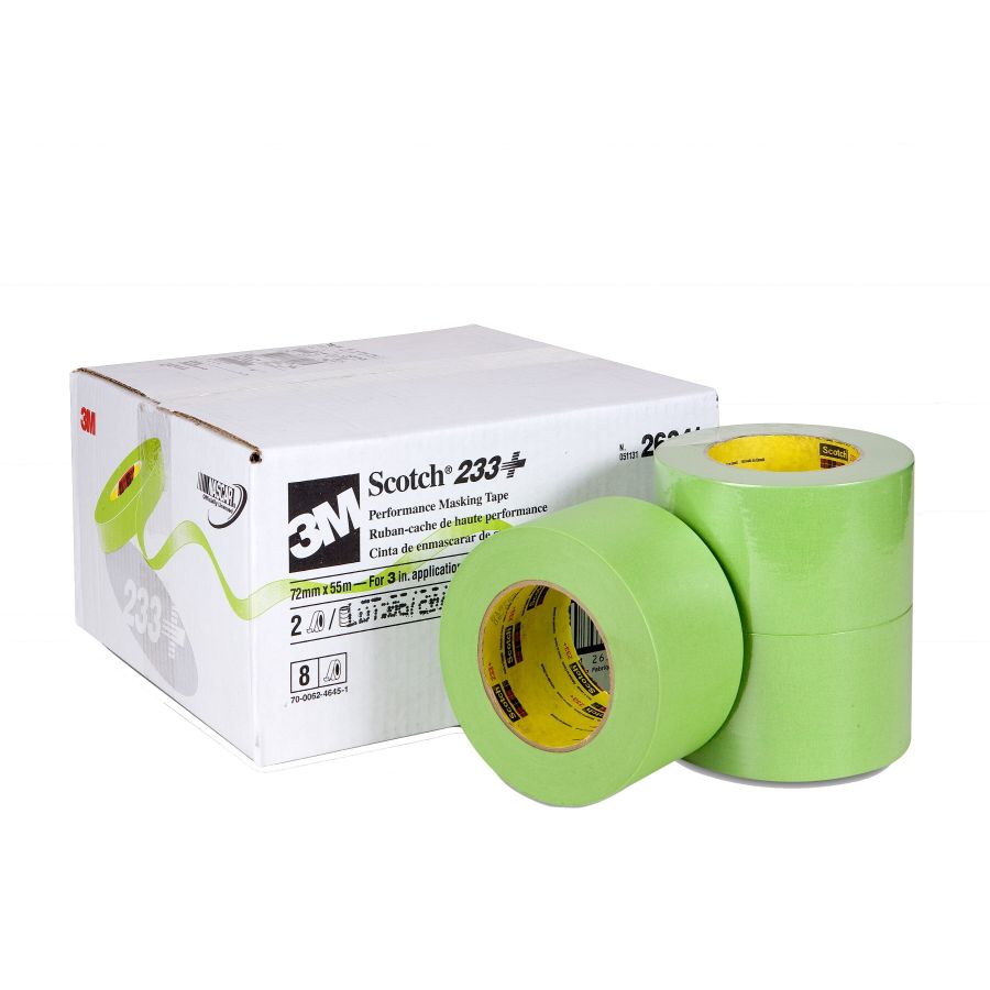 3M Scotch Performance Masking Tape 233+, 72mm x 55m, Green 26341