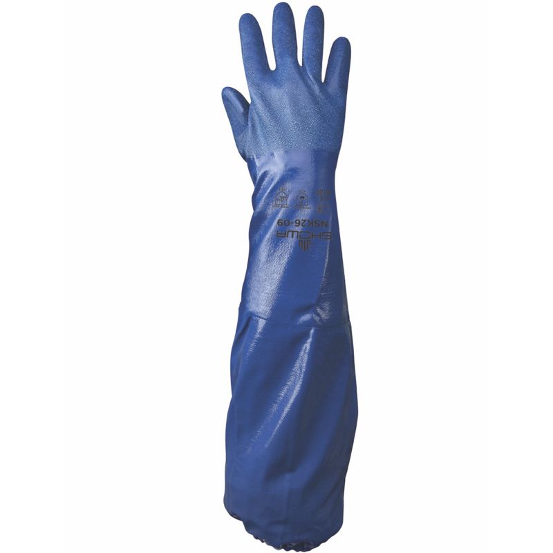 731-07 SHOWA 731 15-mil Cotton-Flock Lined Nitrile Chemical Resistant Work Glove with EBT Technology and Bisque Grip Pack of 12 Pair Small