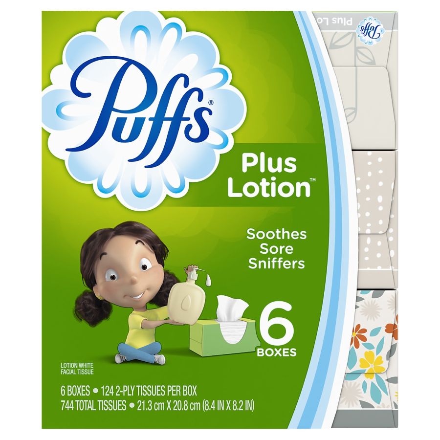 P&G Puffs Plus Lotion Tissue, Cube Box, 2-Ply, White, 8.2x8.4" -  39383