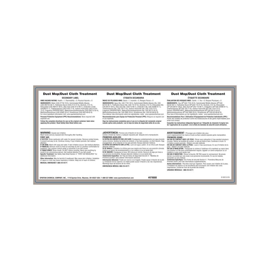 Spartan Label for Dust Mop & Dust Cloth Treatment, 4" x 8" 979000